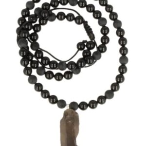 Obsidiaan zwart kralenketting mannen met Rookwarts ruwe punt