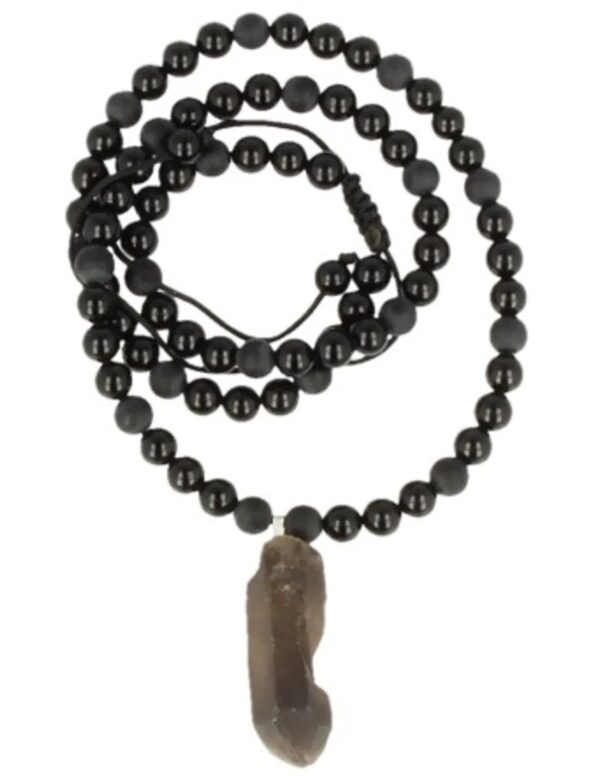 Obsidiaan zwart kralenketting mannen met Rookwarts ruwe punt