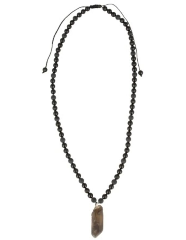 Obsidiaan zwart kralenketting mannen met Rookwarts ruwe punt - Image 3