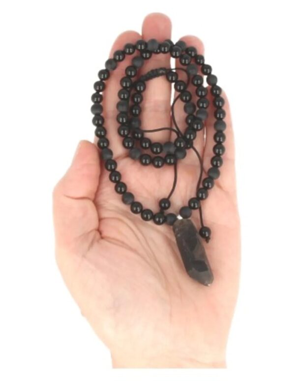 Obsidiaan zwart kralenketting mannen met Rookwarts ruwe punt - Image 5