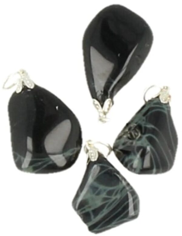 Edelsteenhanger Obsidiaan spinnenweb