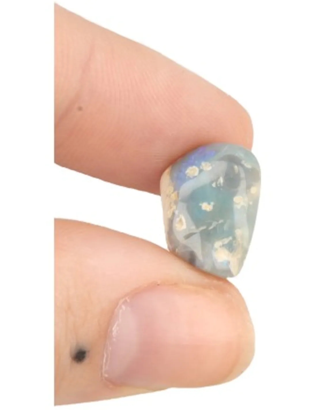 Trommelsteen Opaal zwart/blauw 1st. ca. 1 cm