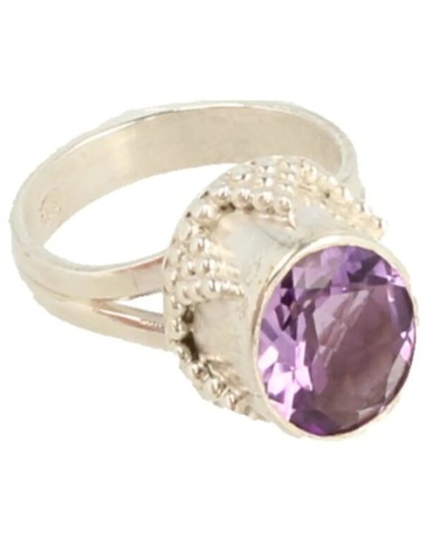 Amethist ring zilver facet bewerkt - 17