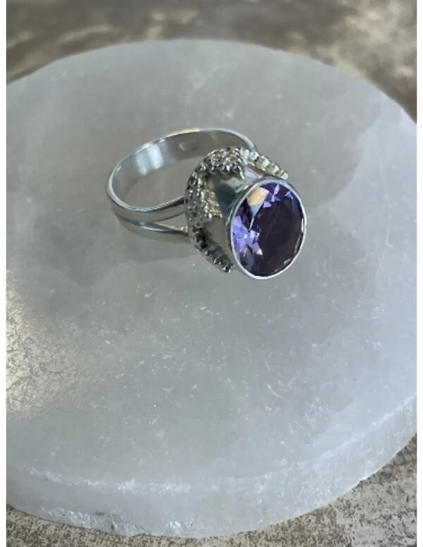 Amethist ring zilver facet bewerkt - 17 - Image 2
