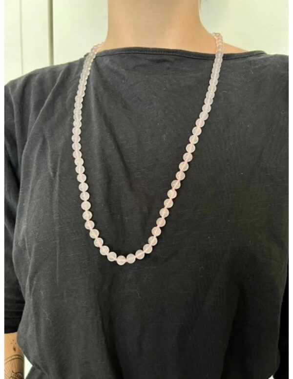 Roze kwarts 8mm kralen ketting 80 cm - Image 4