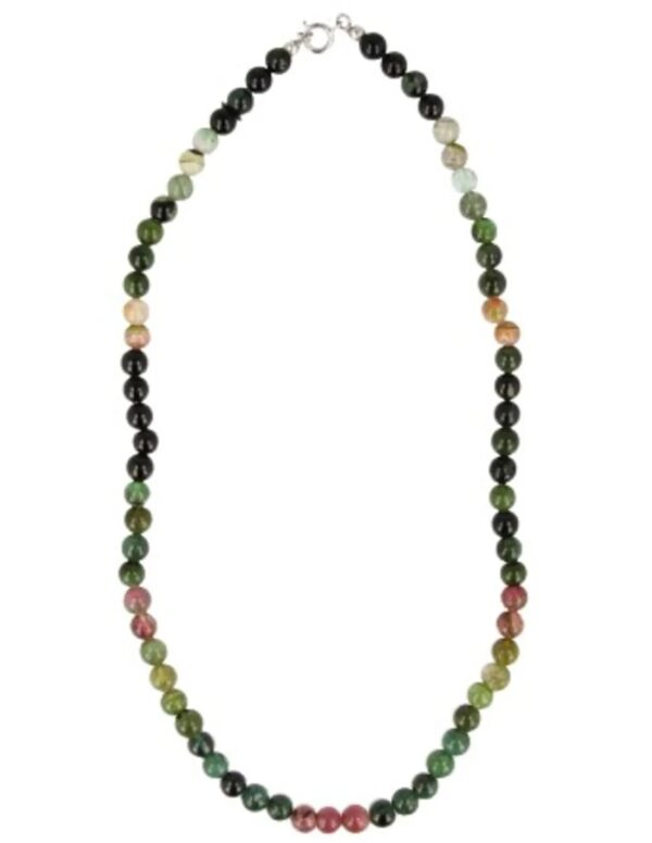 Toermalijn watermeloen collier rond 6mm