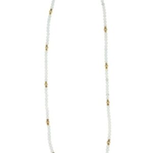Aquamarijn kralenketting 6mm met goudkleur 80 cm