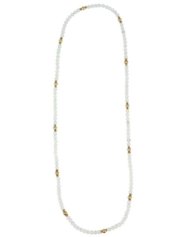 Aquamarijn kralenketting 6mm met goudkleur 80 cm