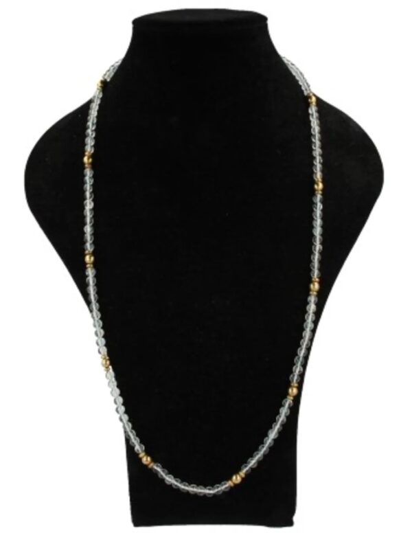 Aquamarijn kralenketting 6mm met goudkleur 80 cm - Image 5