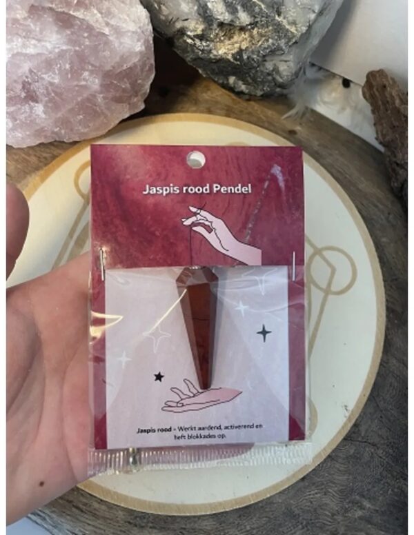 Pendel facet + kaart Jaspis rood - Image 2