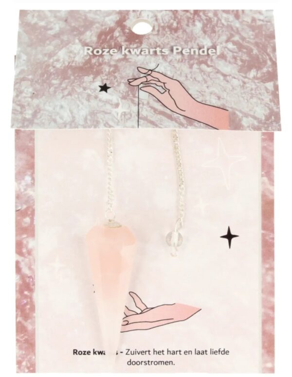 Pendel facet + kaart Roze kwarts