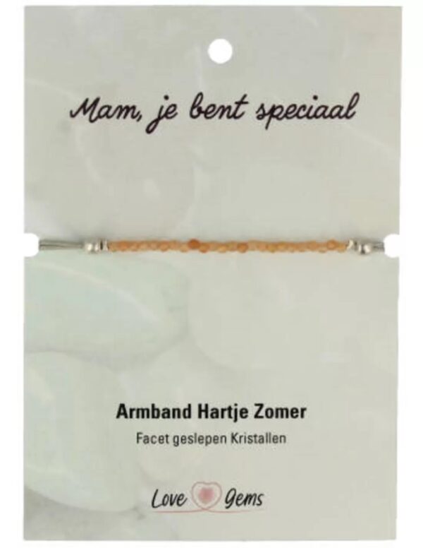 Hartje zomer armband Aventurijn perzik - Moederdag