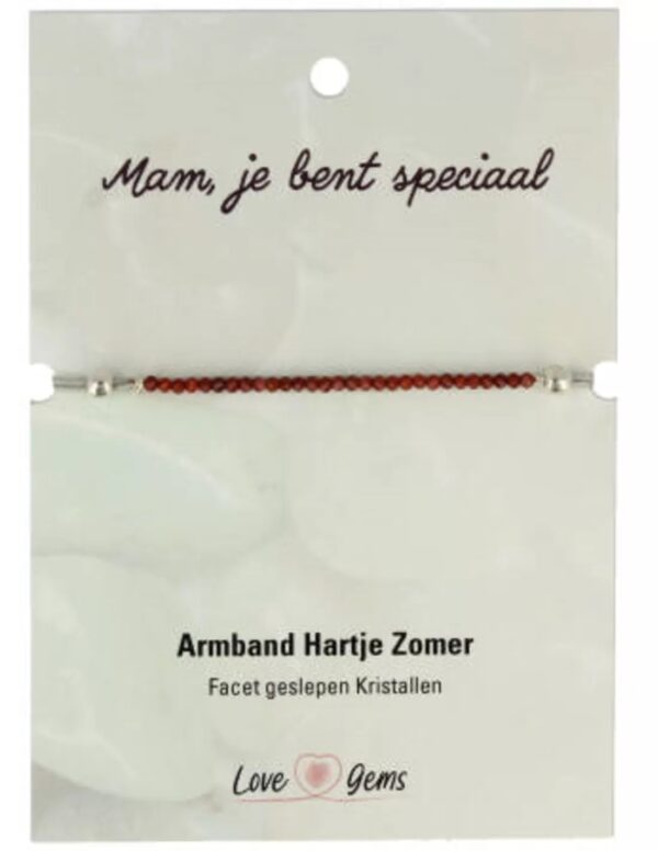 Hartje zomer armband Jaspis rood - Moederdag