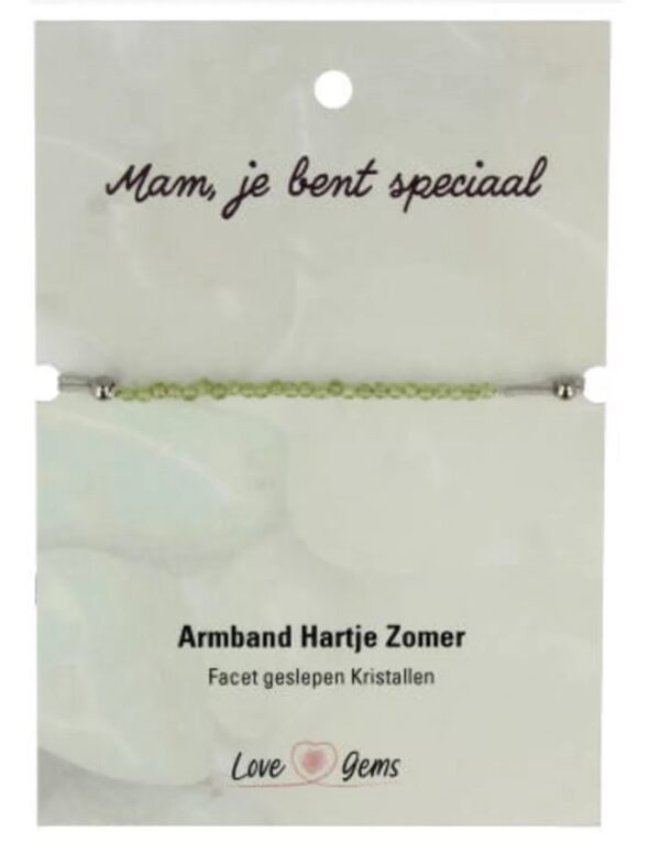Hartje zomer armband Peridoot - Moederdag
