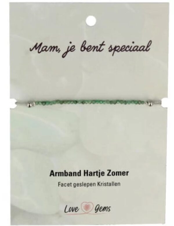 Hartje zomer armband Smaragd - Moederdag