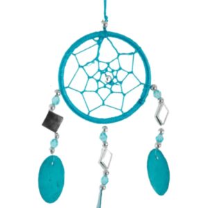 Dromenvanger spiegel schelp turquoise 6cm