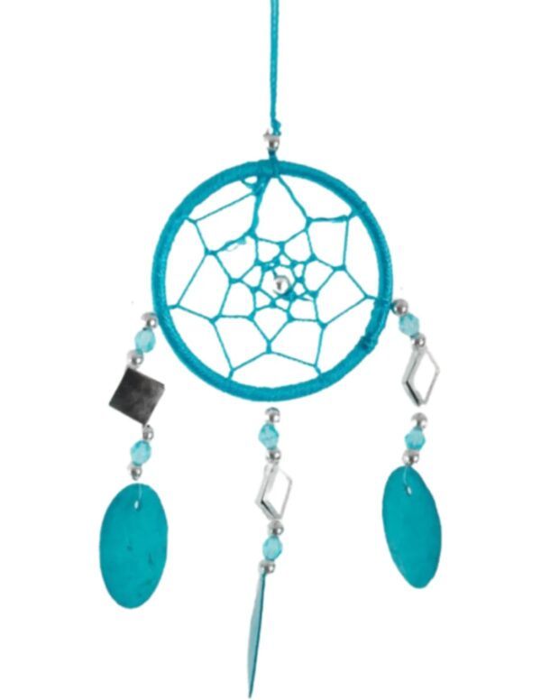 Dromenvanger spiegel schelp turquoise 6cm