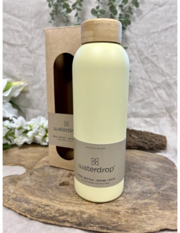 Waterdrop Steel bottle 600 ml Pastel yellow matt - Image 4