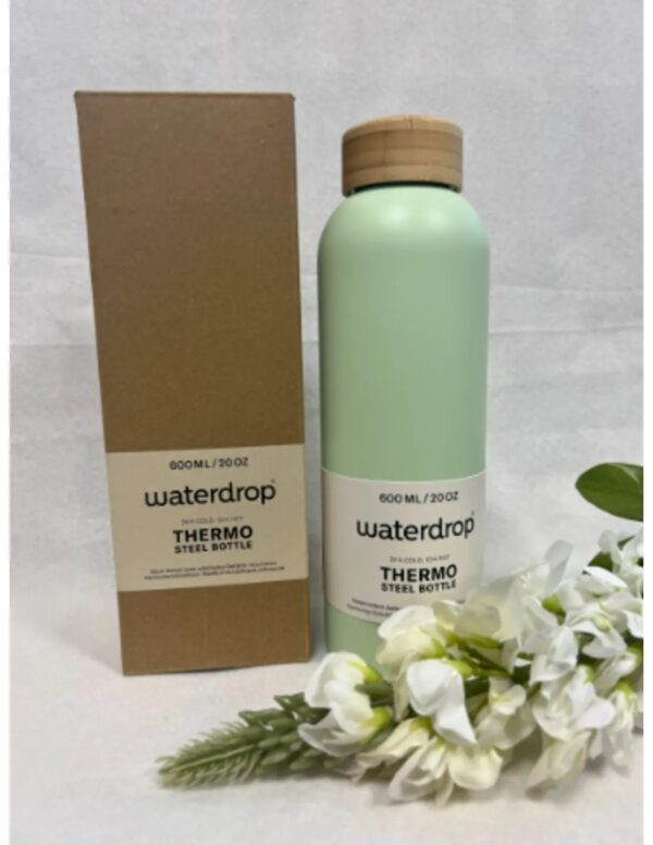 Waterdrop Steel bottle 600 ml Pastel olive matt - Image 4