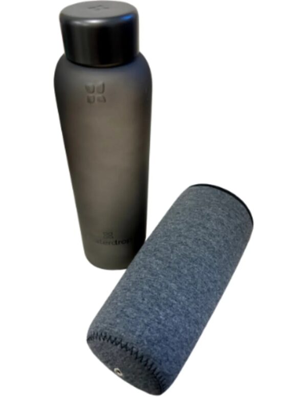 Waterdrop Glass bottle 600 ml Nero / Frosted black