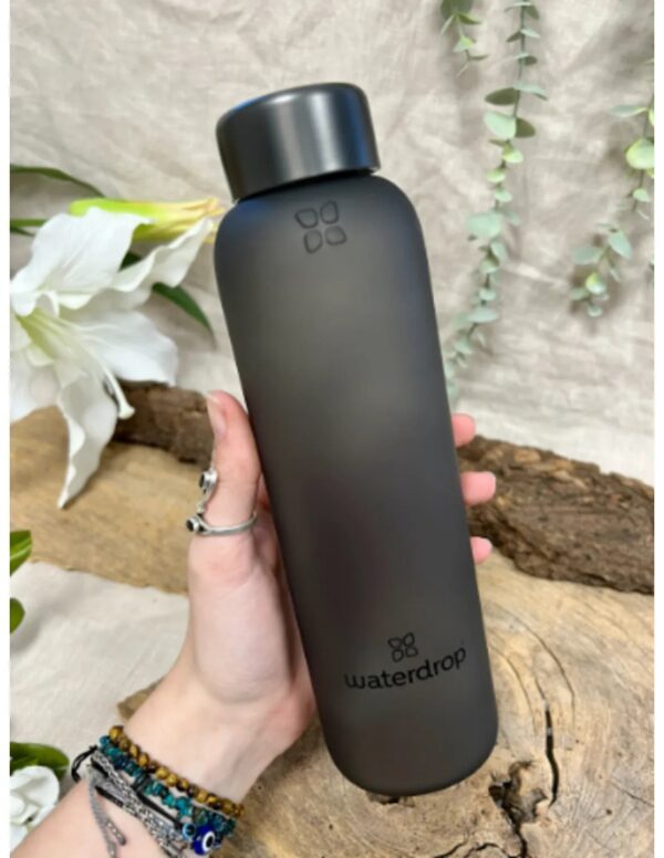 Waterdrop Glass bottle 600 ml Nero / Frosted black - Image 2