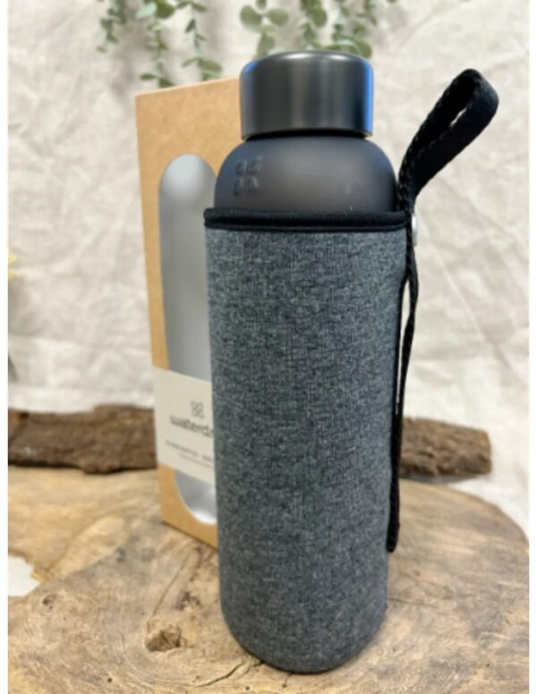 Waterdrop Glass bottle 600 ml Nero / Frosted black - Image 4
