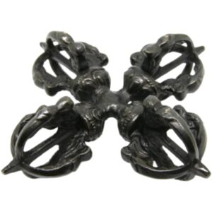 Dubbele dorje messing 8 cm - zwart