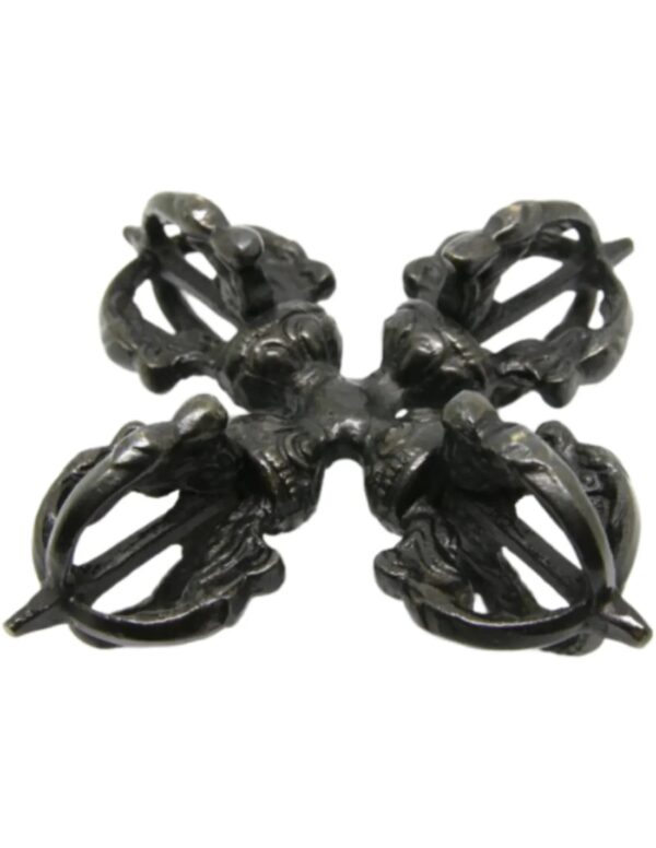 Dubbele dorje messing 8 cm - zwart