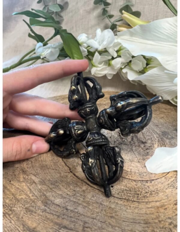 Dubbele dorje messing 8 cm - zwart - Image 3
