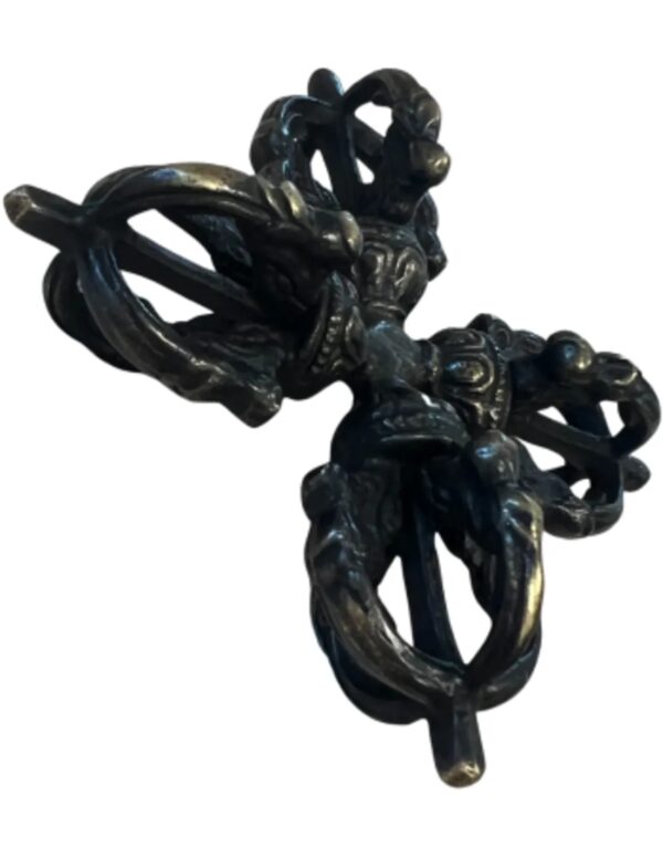 Dubbele dorje messing 8 cm - zwart - Image 4