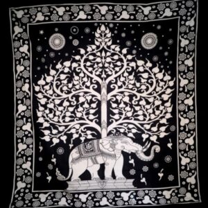 Grandfoulard - 44 - Olifant & Bodhi Tree - zwart/wit