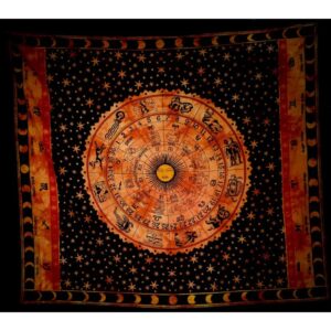 Grandfoulard 65 - Sterrenbeelden - Oranje&Rood- Wandkleed - Bedsprei - Strandlaken