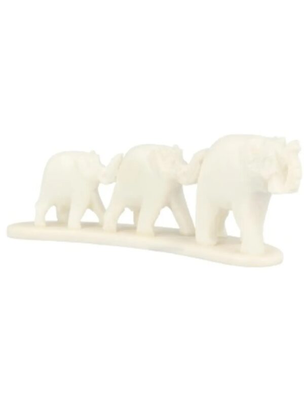 Speksteen 3 olifanten op strip 11,5 cm wit