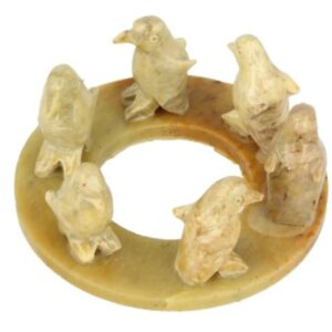 Speksteen Pinguins op ring (8cm)