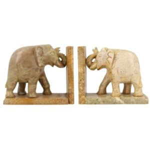 Speksteen olifant set boekensteunen 10 cm