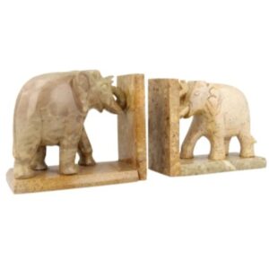 Speksteen olifant set boekensteunen 11,5 cm
