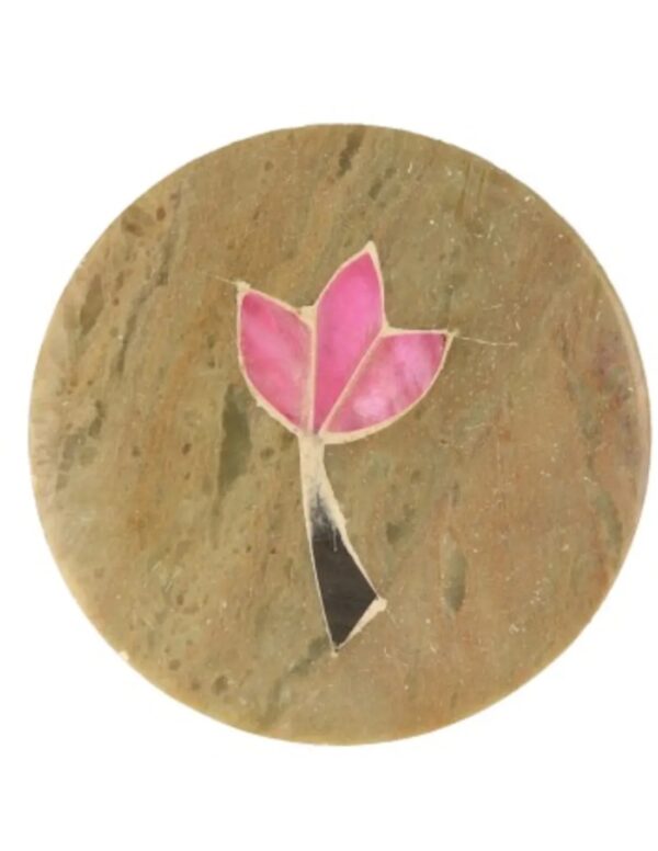 Speksteen doosje rond bloem 4,5 cm - Image 5