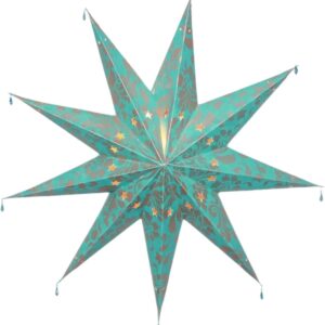 Kerstster met verlichtingsset nr. 14 Feestelijke ster zilver/turkoois - Kerststerren - Kerstverlichting - Kerstdecoratie - Ø 60