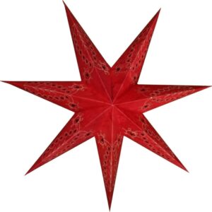 Kerstster met verlichtingsset nr. 27 Geborduurde ster "red arrow" - Kerstverlichting - Kerstdecoratie - Ø 60 cm