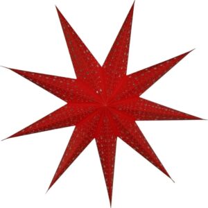 Kerstster met verlichtingsset nr. 37 Rode ster "stars" met 9 punten - Kerstverlichting - Kerstdecoratie - Ø 60 cm