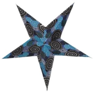 Kerstster nr. 50 - Blauwe ster "Fluweel en Zilver" - Papieren Kerststerren - Kerstdecoratie - Ø 60 cm - zonder verlichtingsset