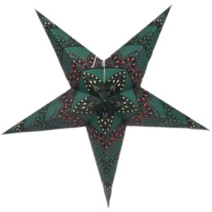 Kerstster nr. 53 - Donkergroene ster "Green Cashmere" - Papieren Kerststerren - Kerstdecoratie - Ø 60 cm - zonder verlichtingsse