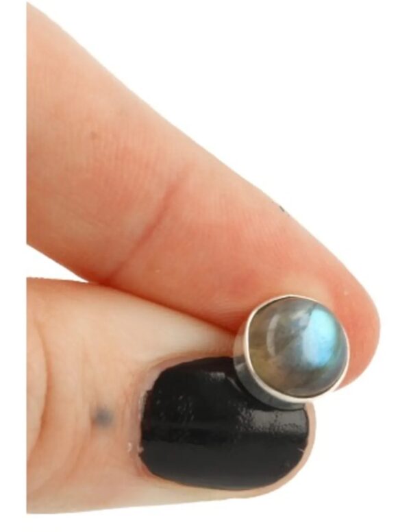 Labradoriet oorstekers zilver rond - Image 3