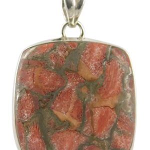 Mohaveturkoois rood hanger in zilver (gekleurd) nr. 6