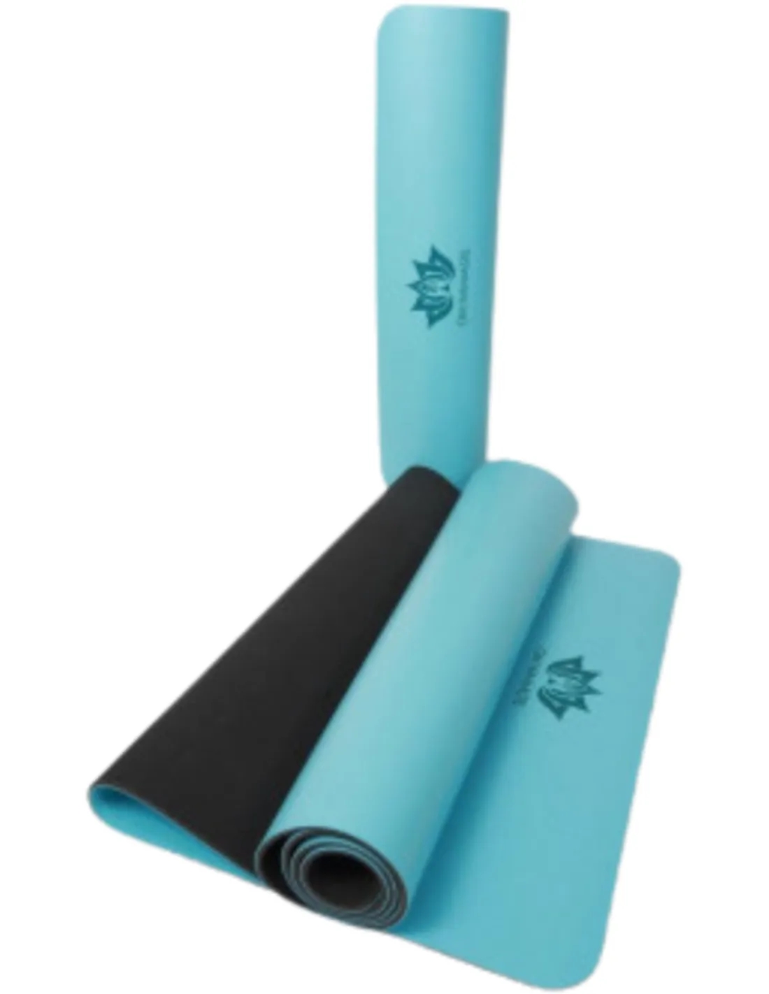 Om Namaste PU rubber Yogamat - mat voor yoga en fitness - licht blauw