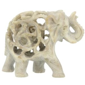 Speksteen olifant in olifant 6,5 cm slurf op
