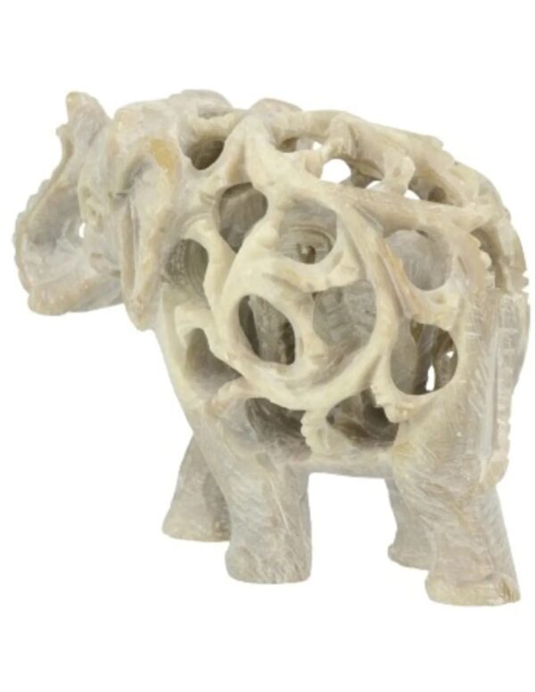Speksteen olifant in olifant 6,5 cm slurf op - Image 3