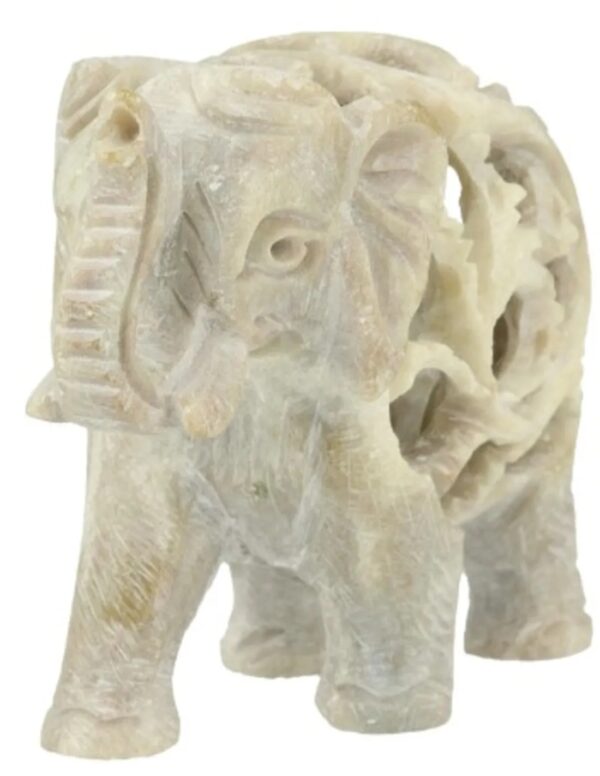 Speksteen olifant in olifant 6,5 cm slurf op - Image 5
