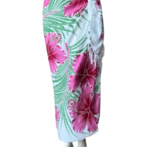 Sarong - 003 - Bloemen roze van Om Namaste - Pareo Saunadoek Wikkeljurk