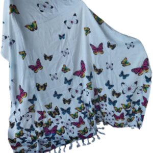 Sarong - 009 - Kleine vlinders wit van Om Namaste - Pareo Saunadoek Wikkeljurk